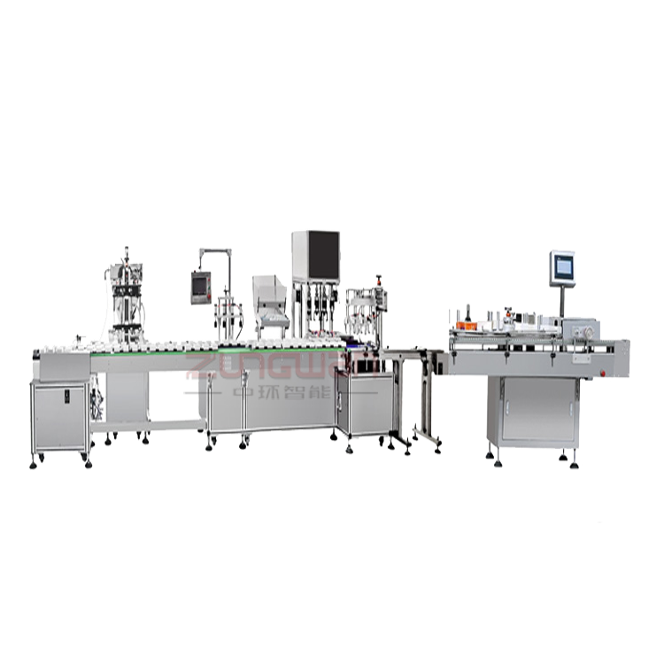 ZHSR-4C直线式水乳膏霜灌装旋盖贴标联动生产线